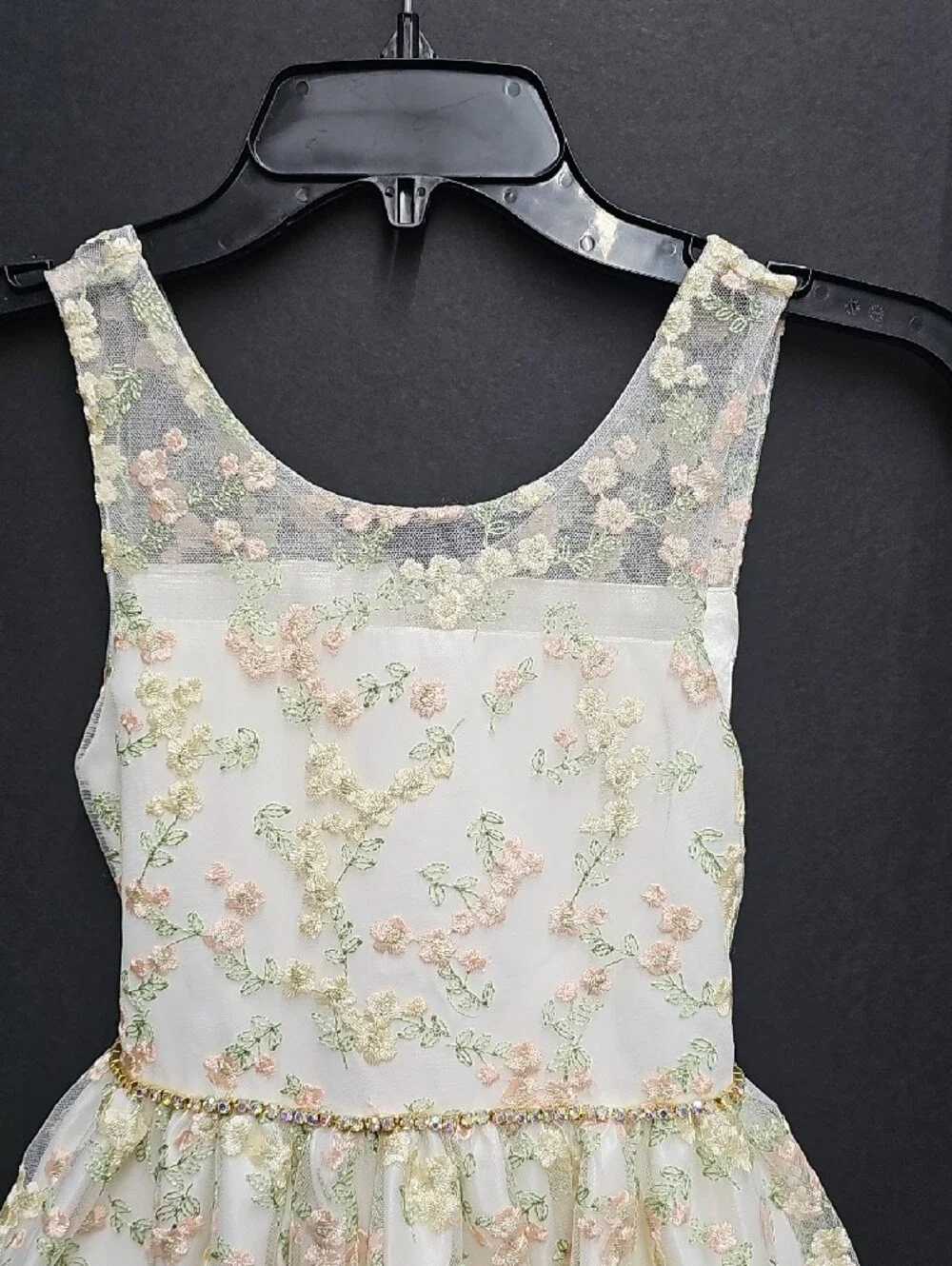 American Princess Cream Dress with Pink Floral Embroidery Size 8Y